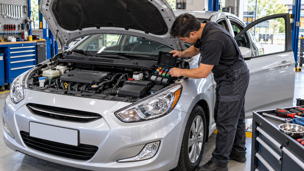 Запобіжники Hyundai Accent RB 2010–2017 — розташування блоків і схема